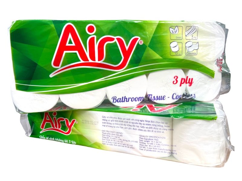 Giấy vệ sinh Airy 10 cuộn 3 lớp không lõi