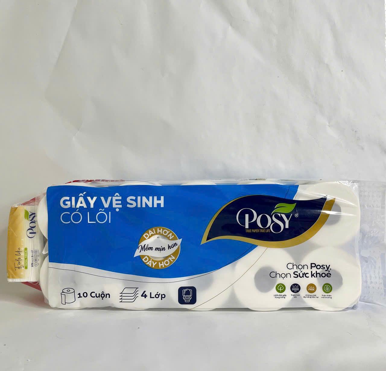 Giấy vệ sinh Posy 10 cuộn 4 lớp có lõi - Ảnh 2