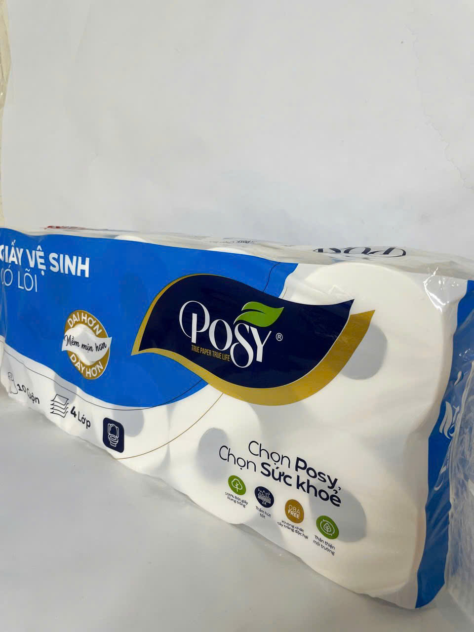 Giấy vệ sinh Posy 10 cuộn 4 lớp có lõi - Ảnh 3