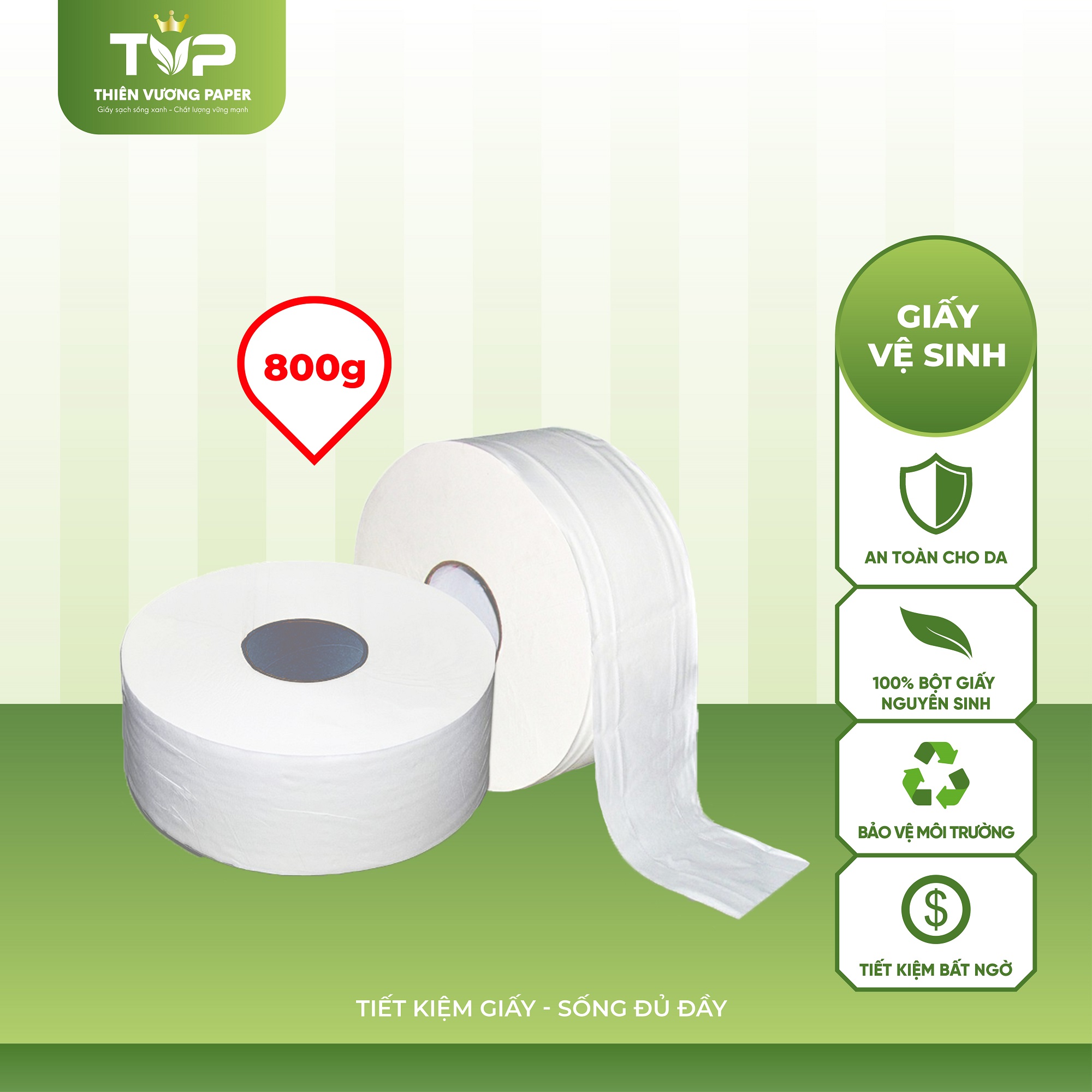 Giấy vệ sinh công nghiệp cuộn lớn 800g