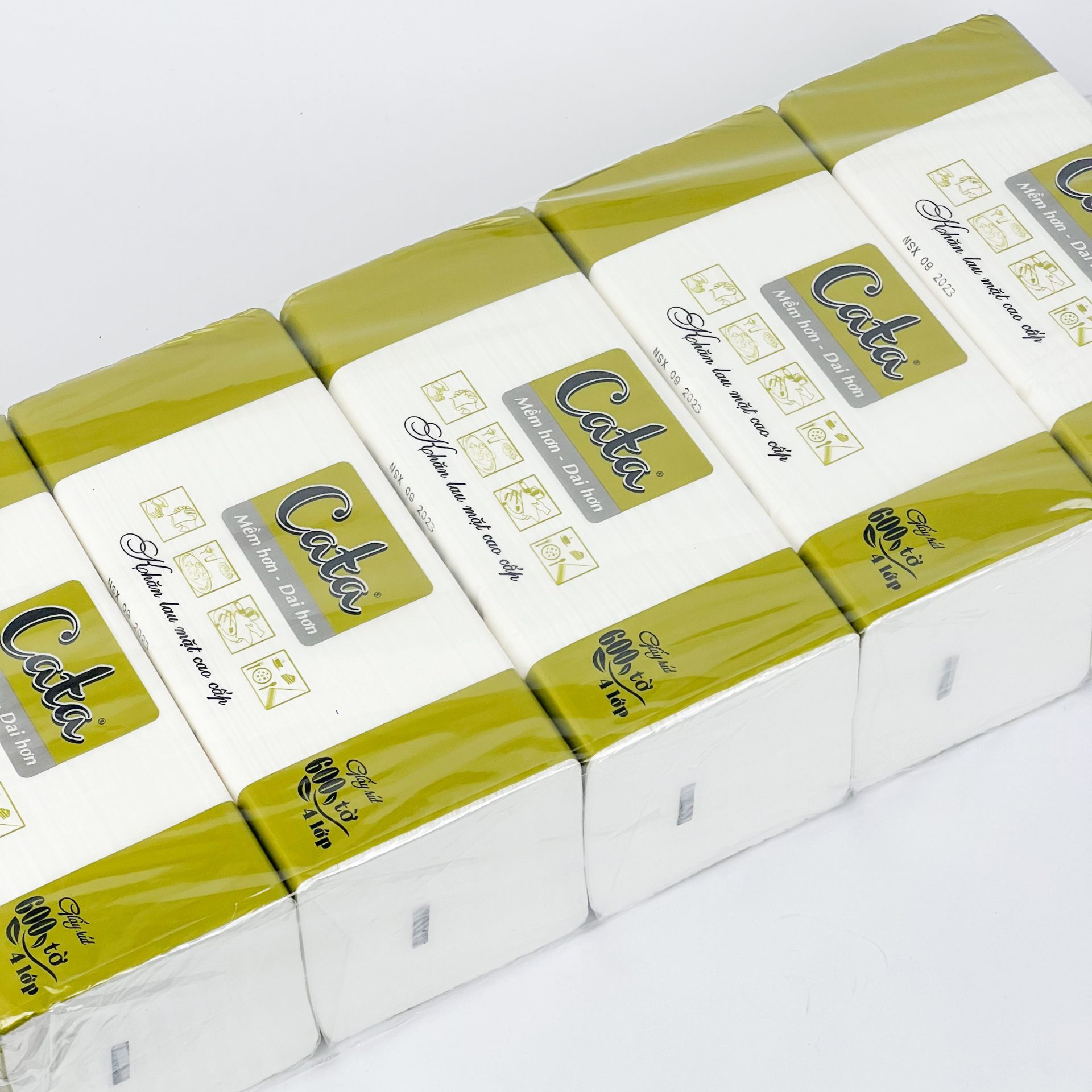 Khăn giấy lụa Cata cao cấp 600 tờ, 4 lớp - Ảnh 4