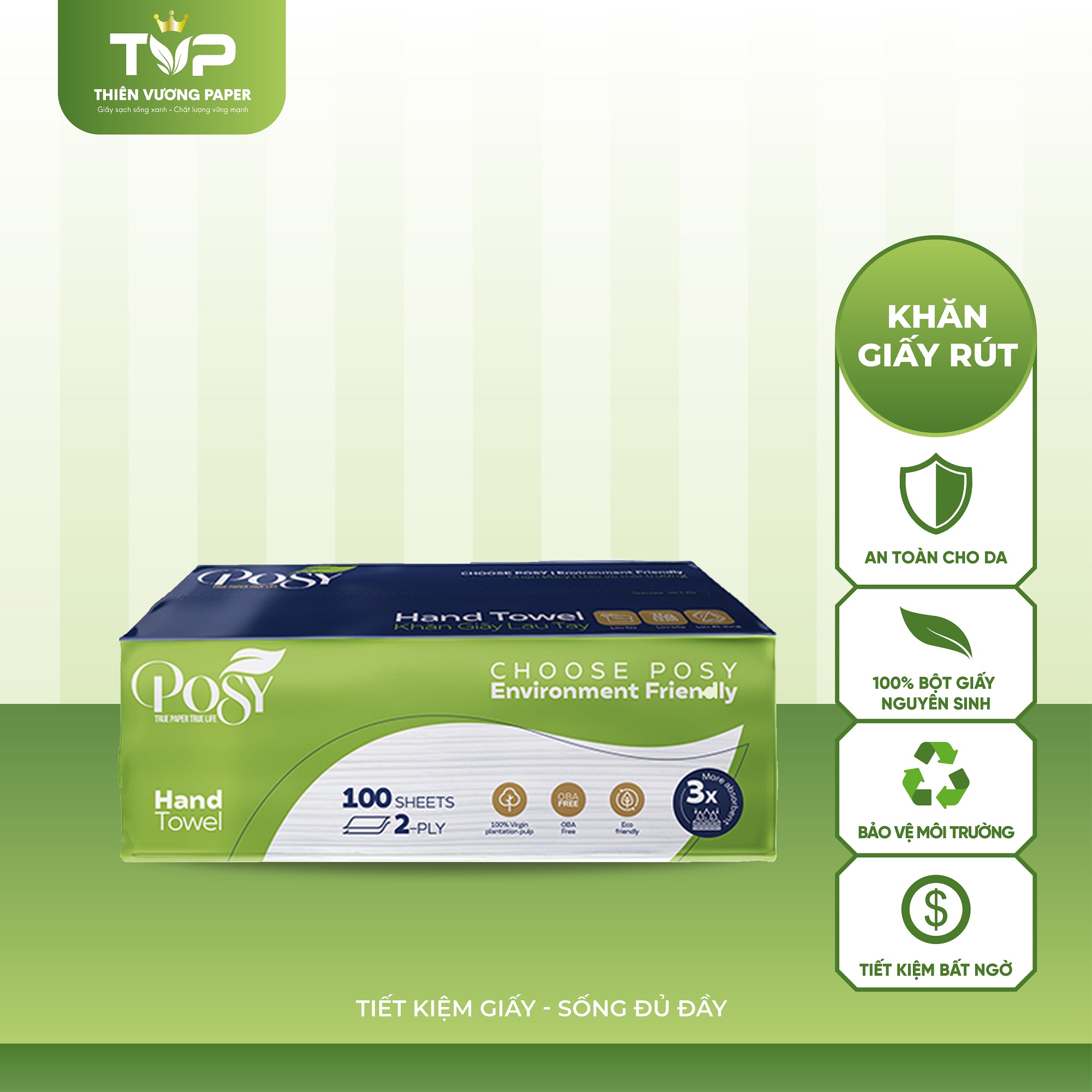 Khăn giấy lau tay Posy 100 tờ 2 lớp