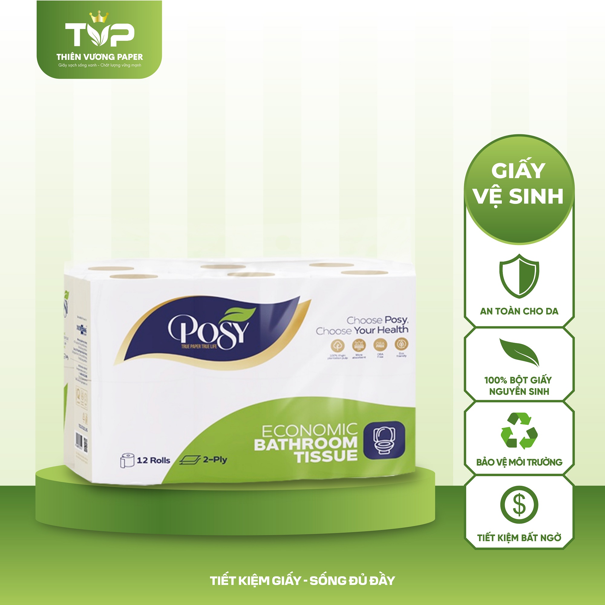 Giấy vệ sinh Posy Economic 12 cuộn