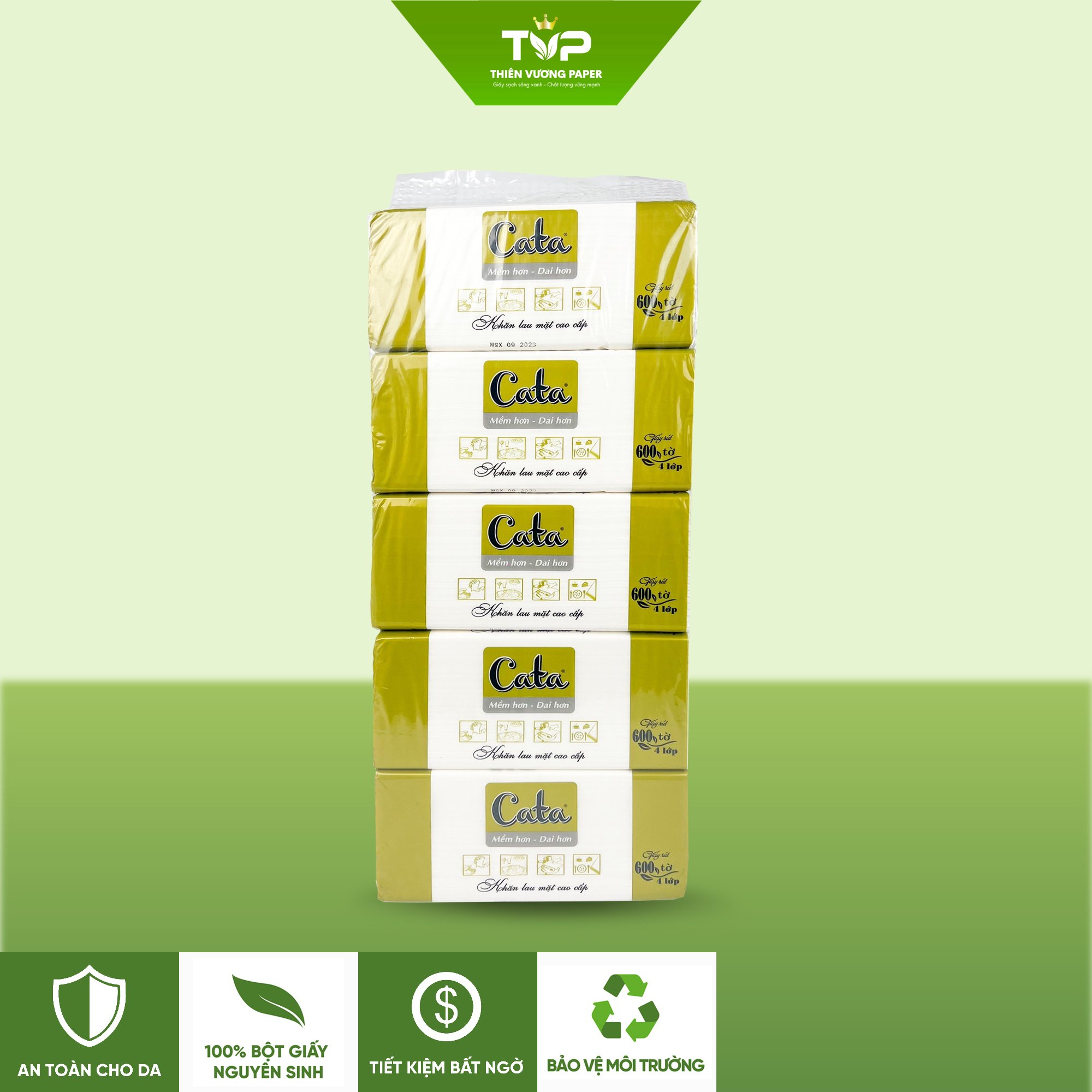 Khăn giấy lụa Cata cao cấp 600 tờ, 4 lớp