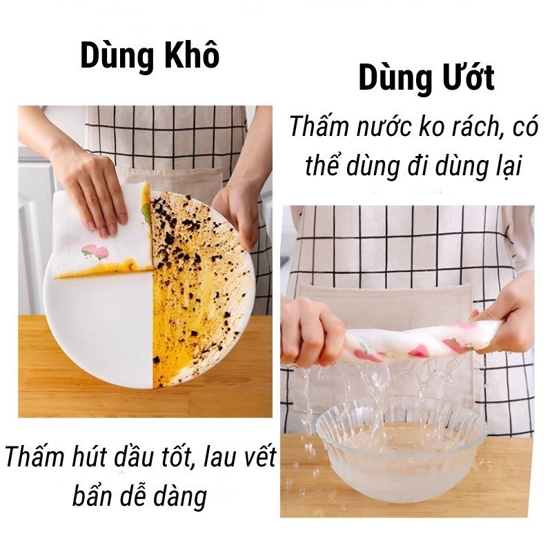Giấy lau bếp có thể sử dụng khô hoặc ướt