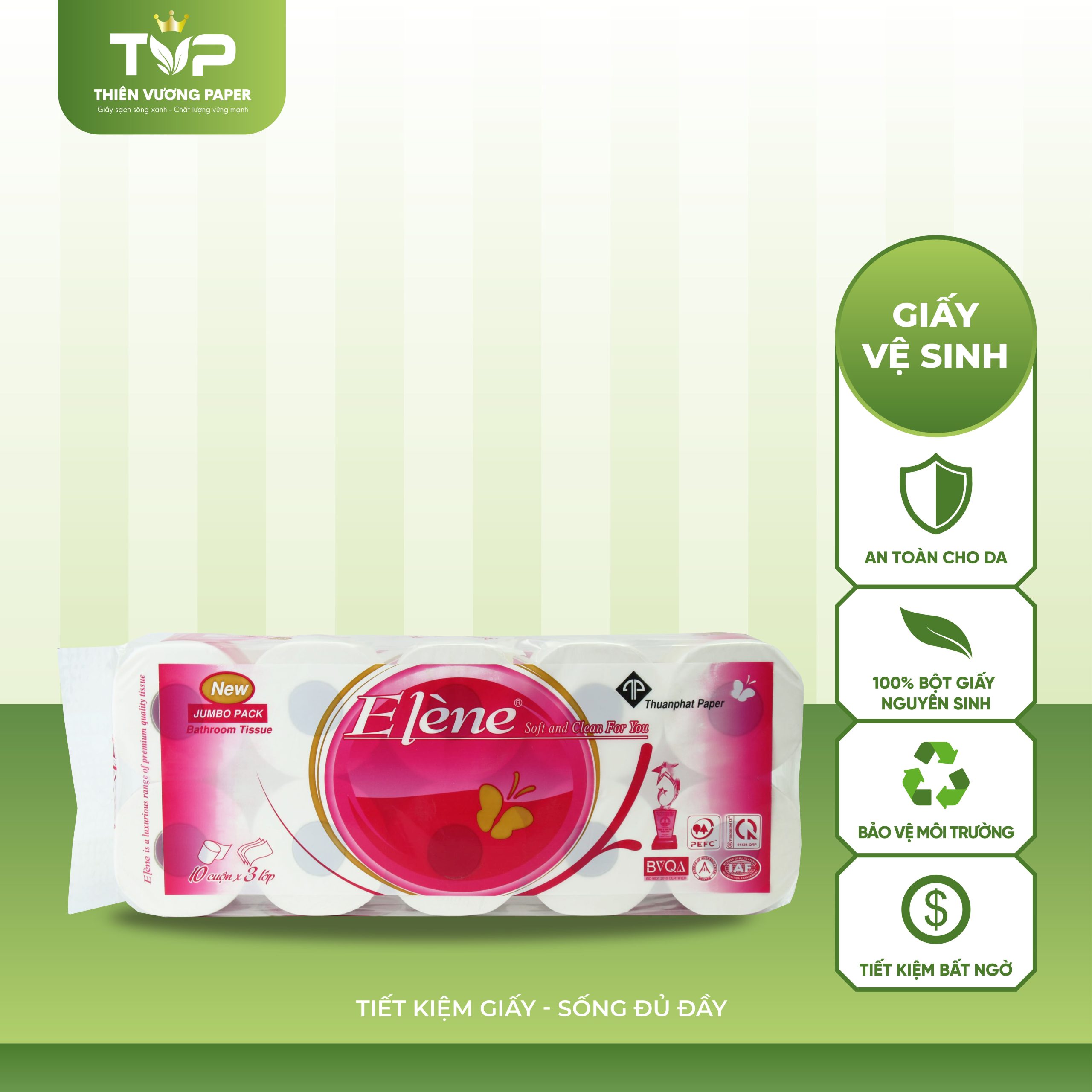 Sản phẩm giấy vệ sinh Elene 10 cuộn