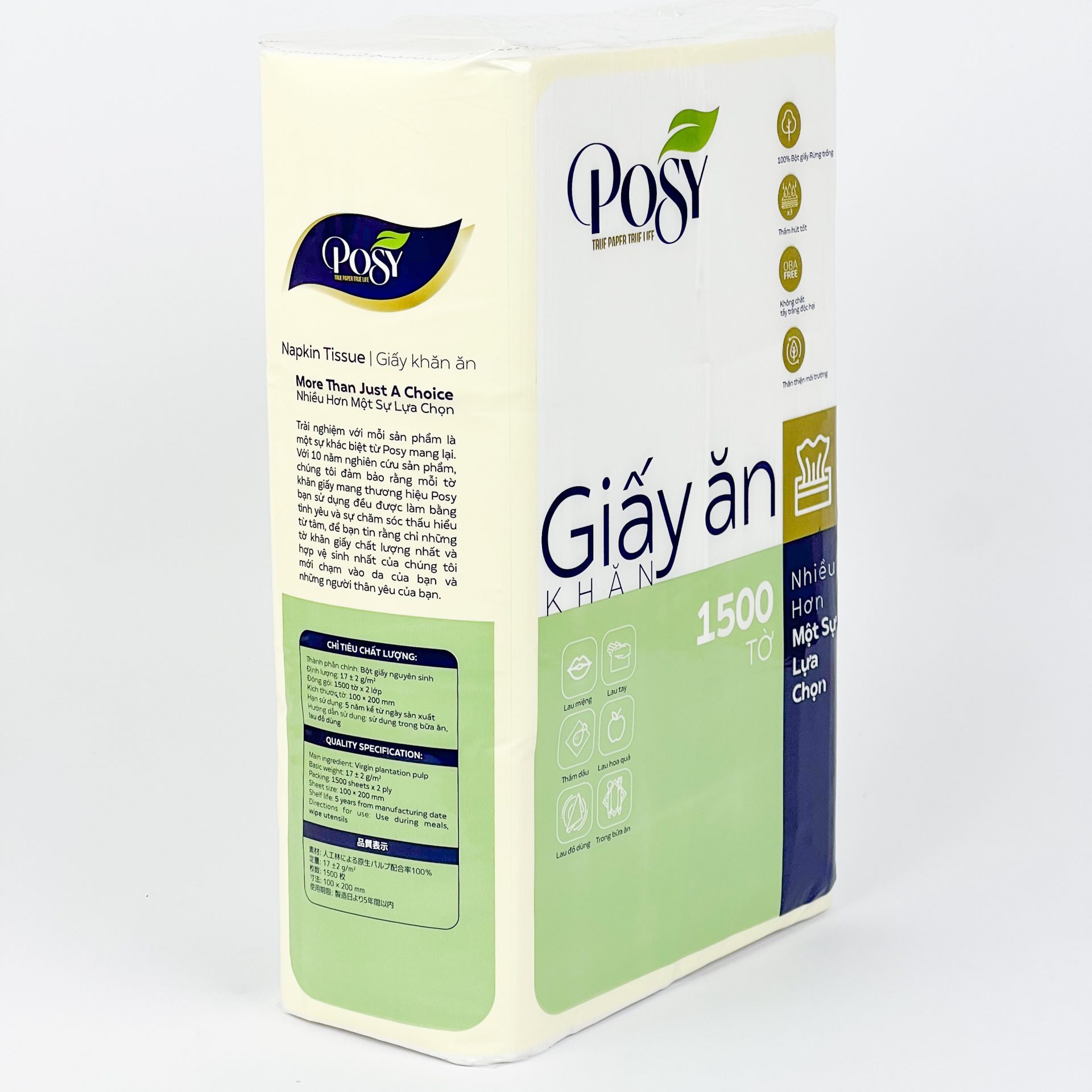 Khăn giấy ăn Posy 1500 tờ 2 lớp - Ảnh 3
