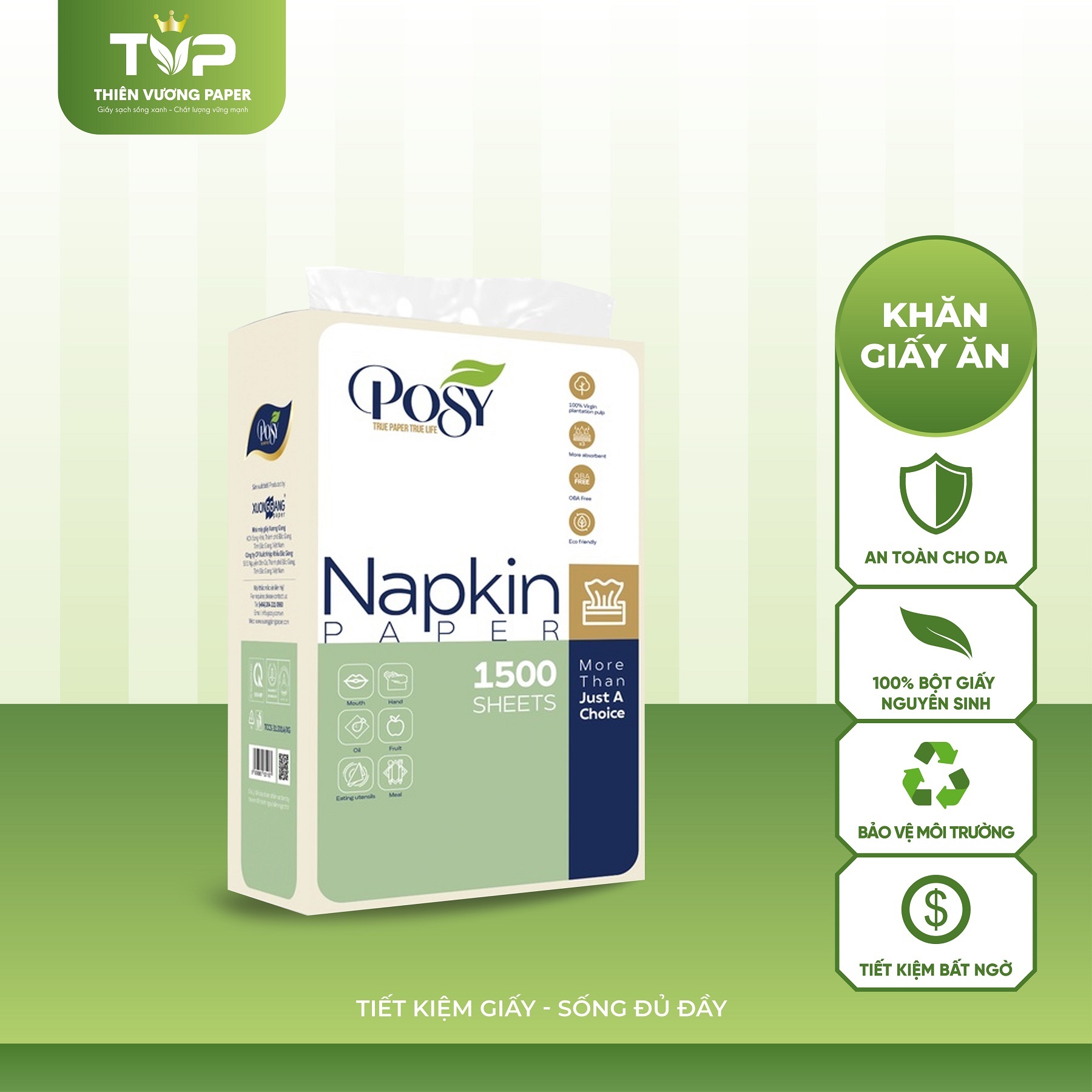 Khăn giấy ăn Posy 1500 tờ 2 lớp