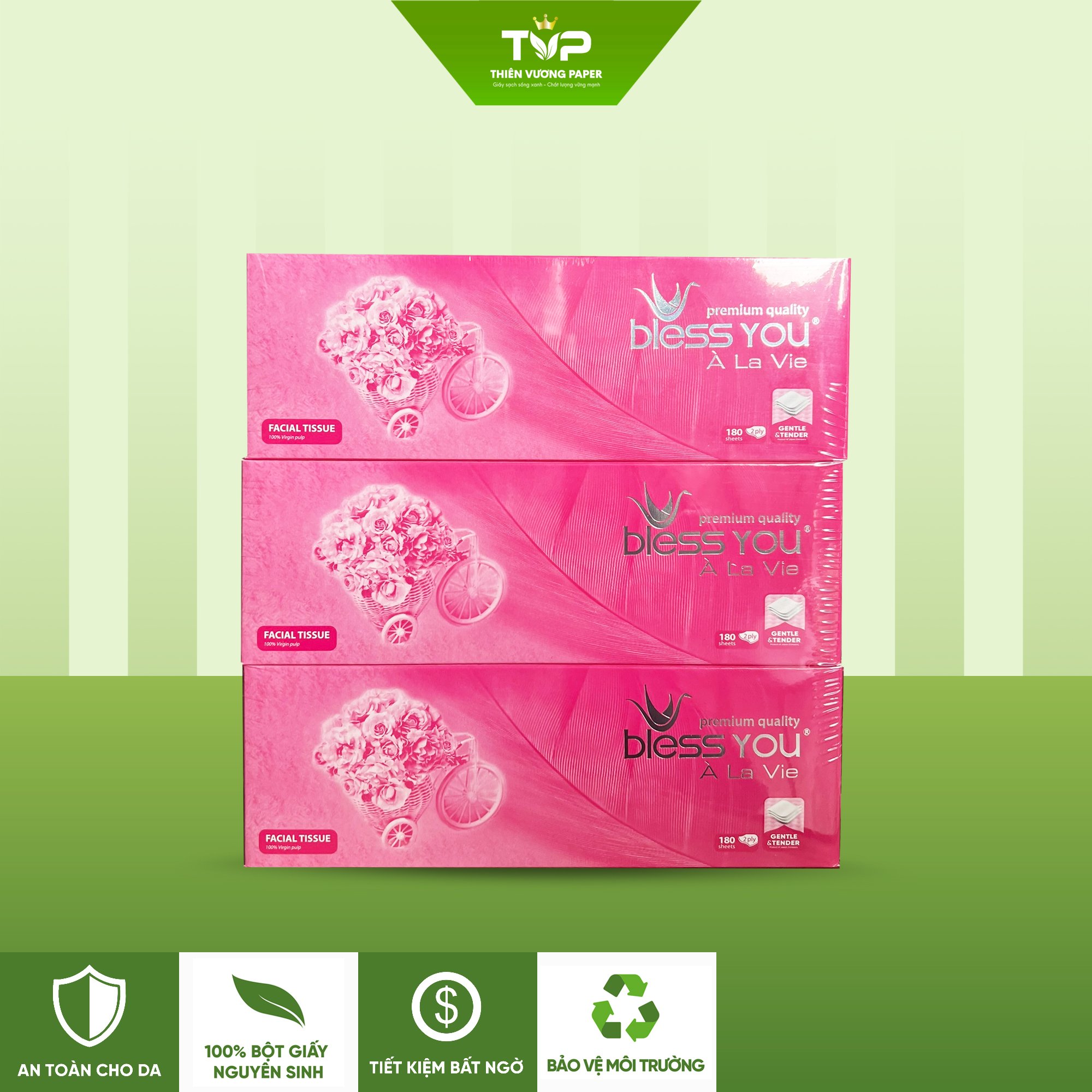 Hộp giấy lụa cao cấp Blessyou 180 tờ 2 lớp