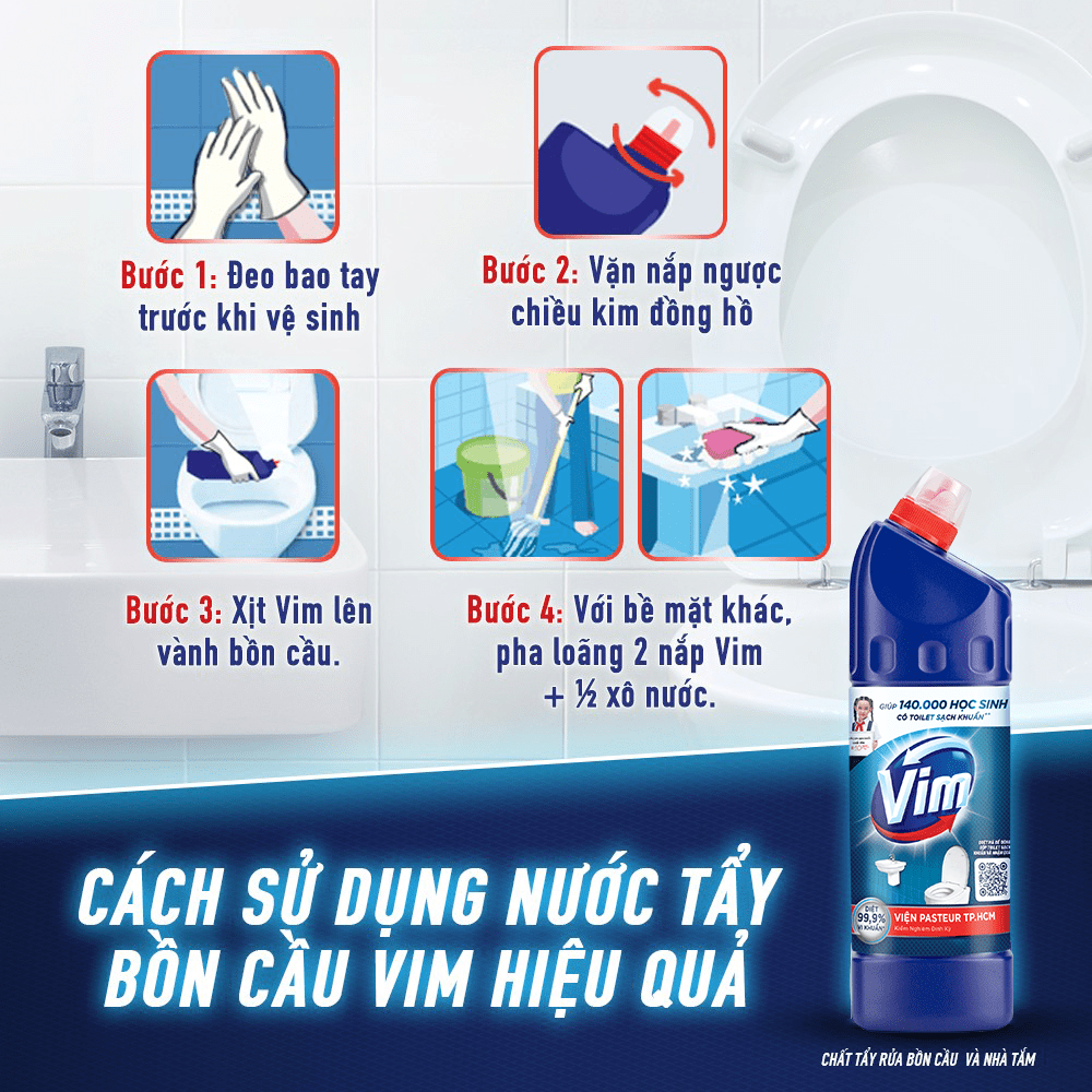Hướng dẫn sử dụng nước tẩy bồn cầu Vim