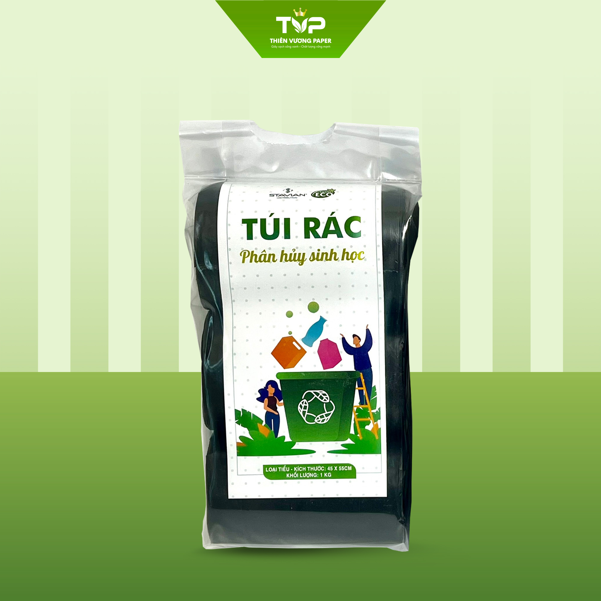 Túi rác màu đen 3 cuộn thân thiện môi trường