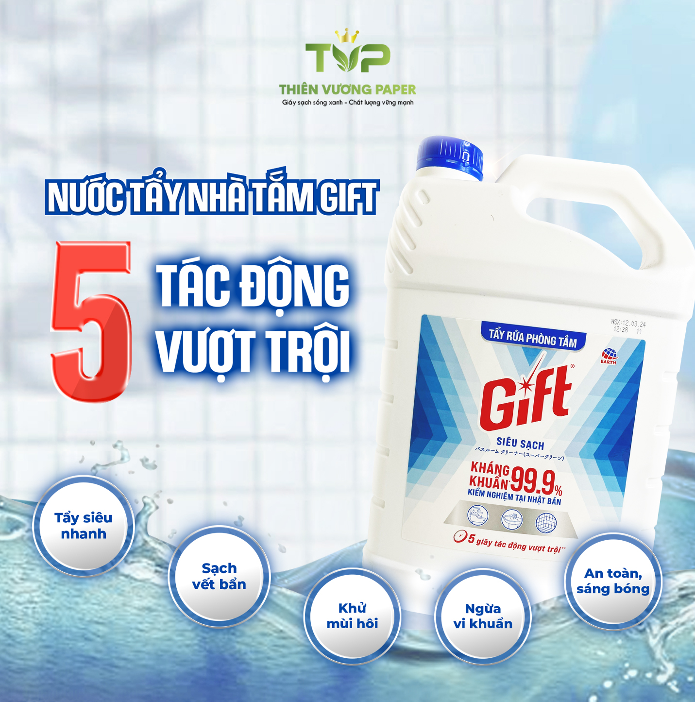 Công dụng của nước tẩy rửa phòng tắm Gift