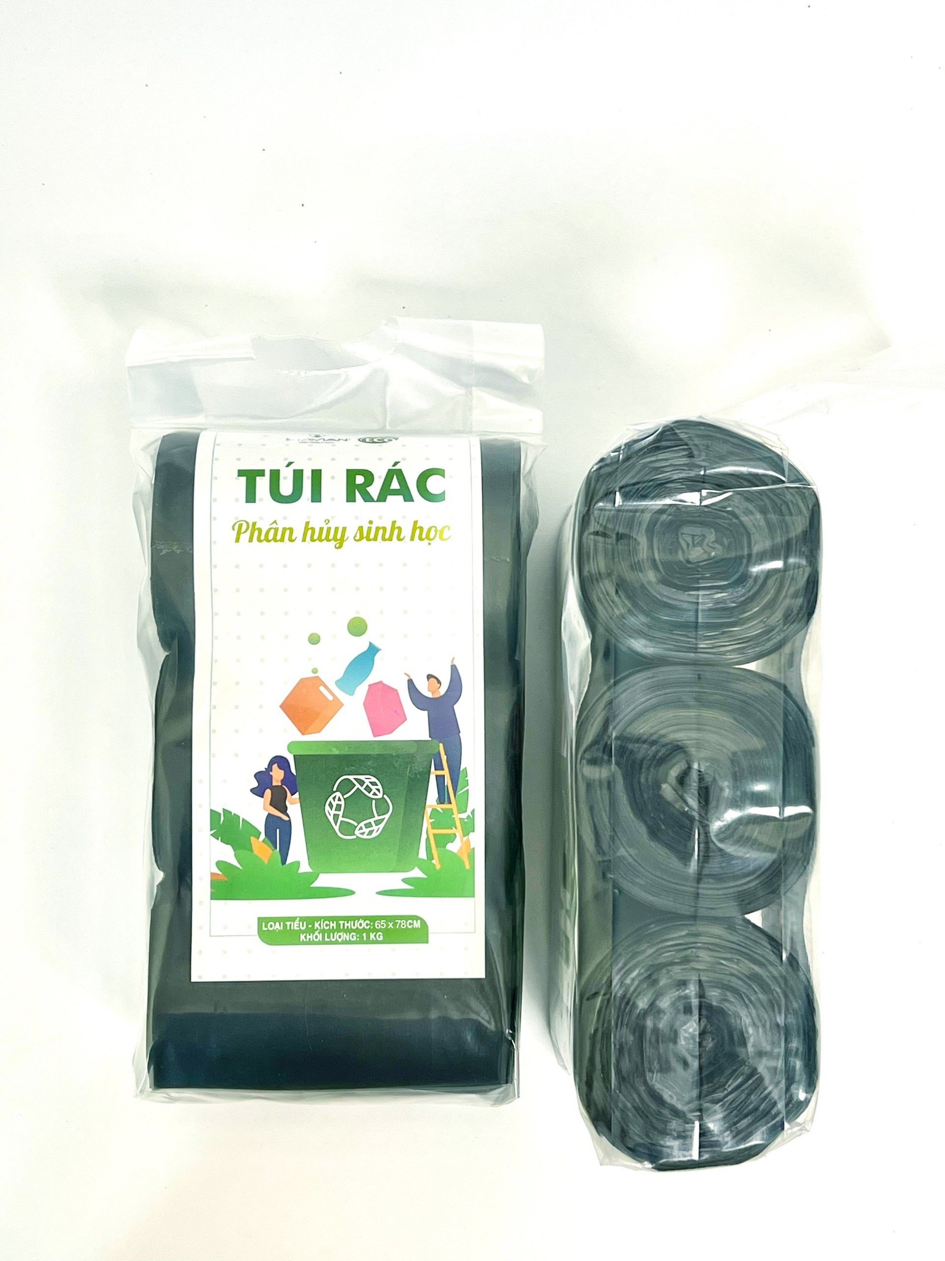Sản phẩm túi rác màu đen 3 cuộn thân thiện môi trường