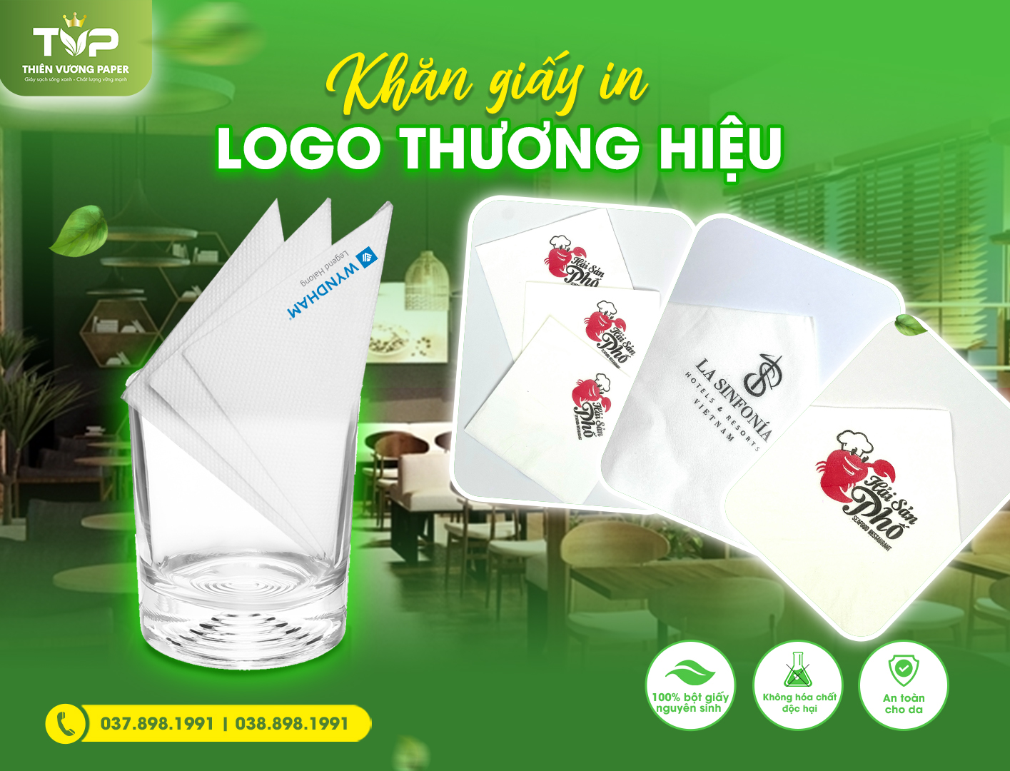 Giấy ăn in logo tại Thiên Vương Paper