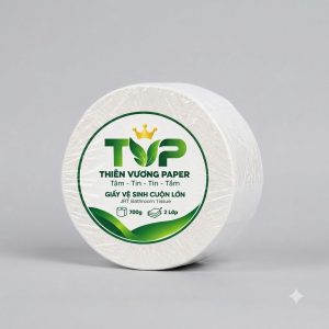 Giấy vệ sinh cuộn lớn 2 lớp TVP cận cảnh nhãn