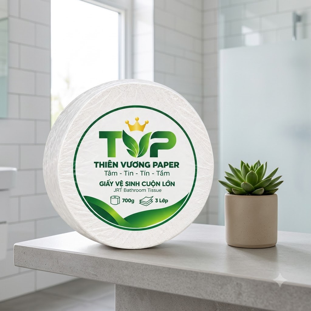 Giấy vệ sinh cuộn lớn 3 lớp TVP trong phòng tắm